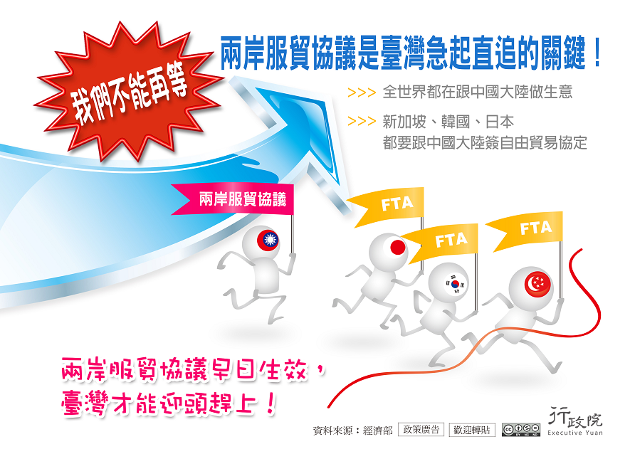 「兩岸服貿協議是臺灣急起直追的關鍵！」政策宅急便文宣