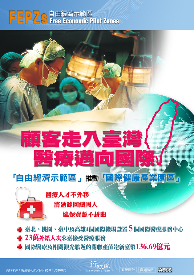 「顧客走入臺灣 醫療邁向國際」政策宅急便文宣廣告