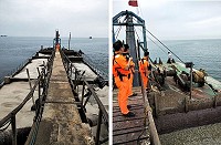 緝獲第二宗越界盜採海砂陸船